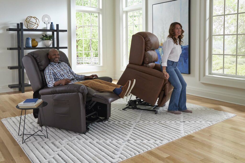 Because you want to be comfortable, you can easily rent a Golden PR766 Relaxer lift chair recliner from Electropedic