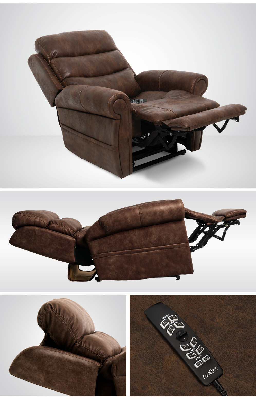 LA Reclining seat leather lift chair recline with zero gravity memory buttons and power lumbar and pillow